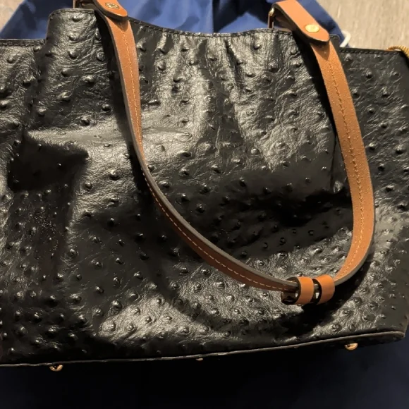 Dooney & Bourke Black and Red Leather Tote - Picture 5 of 6